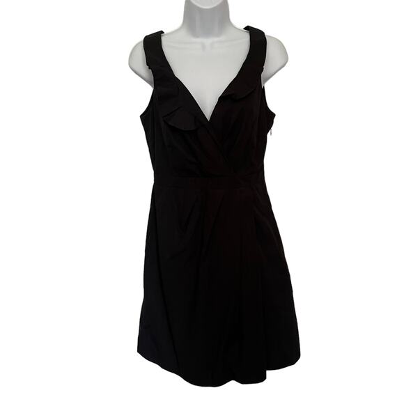 J.Crew Blakely Dress Sz 4 Black Preppy Sleeveless Cocktail LBD Minimalist Ruffle - Picture 1 of 12